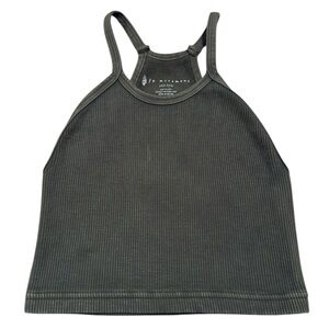 NWOT Free People XS/S FP Movement Olive Green Happiness Runs Crop Tank Top